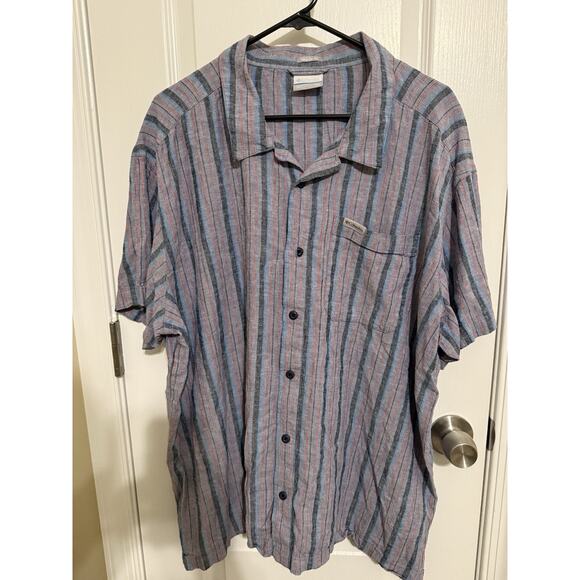 Men’s Columbia Hiking Shirt, Striped Size 2XL, Red And Blue - Picture 1 of 8